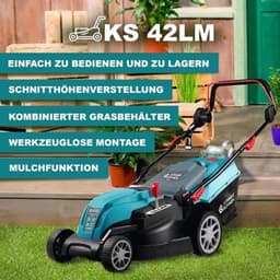 Elektrische Grasmaaier – Elektrische Maaier – Benzinevrije Grasmaaier – Tuinmaaier – Mulchmaaier – 1800 W Motor – 42 cm Maaibreedte — thumbnail 3