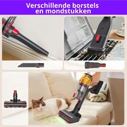 G&G stofzuiger – Steelstofzuiger – Draadloos – Zonder zak – 500W – Tot 50 min – Verwisselbare accu – 7x 2200mAh - Wandhouder — thumbnail 2