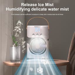 Vernevelende Ventilator - Mini Air Cooler - Persoonlijke Koeling - 3 Snelheden - 500ml Tank - Wit — thumbnail 5