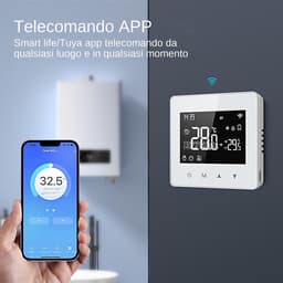 Slimme Thermostaat - Digitale Temperatuurmanager - Energie Besparen - Spraakbesturing - 8.6 x 8.6 cm - Wit — thumbnail 3