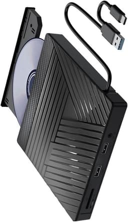 Externe Schijf Hub - Lezer Brander - Data Beheer - Multifunctionele Hub - 14x14x2cm - Zwart — thumbnail 1