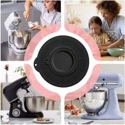 Mixer Spatdeksel - Keukenmachine Deksel - Schoon Bakken - Voedselveilig Siliconen - 45 Liter - Grijs — thumbnail 4