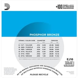 D'Addario akoestische gitaar snaren EJ16 Phosphor Bronze Light 12-53 — thumbnail 2