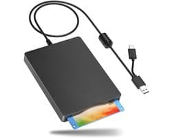 Externe Diskettestation - 35 inch FDD - Oude Bestanden Lezen - Plug and Play - USB Type C - Zwart