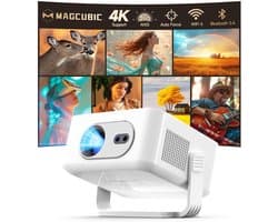 SnelShoppen - Magcubic HY300max Mini Beamer 4K & 8K met Dual-Band Wifi 6 en BT 5.4, 260 ANSI, Autofocus en Trapeziumcorrectie voor Thuisbioscoop en Fe