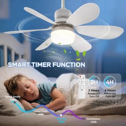 Plafondventilator met verlichting en afstandsbediening - Platte, vlakke plafondventilator zonder bladen - Dimbaar LED-licht (3000K-6500K) - 3 windsnelheden - Timer - Stille, compacte plafondventilator (52 cm) — thumbnail 5