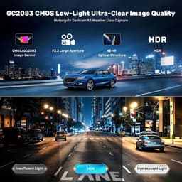 SnelShoppen - Dashcam Motorfiets 4K + 1080P, WiFi Voor- en Achtercamera met GPS, HDR, 6 Uur Batterij, Volledig Waterproof, Nachtzicht, Actiecamera Hel — thumbnail 2