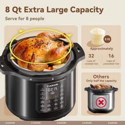 Elektrische Snelkookpan - Multicooker Fornuis - Snel Koken - 12-in-1 Functionaliteit - 8 Liter Capaciteit - Zwart — thumbnail 3