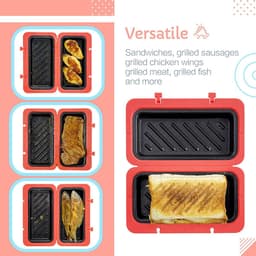Sandwichmaker Magnetron - Kaassmelter Panini - Snel Ontbijt Maken - Geïntegreerde Verwarming - 45x12x45 cm - Rood — thumbnail 2