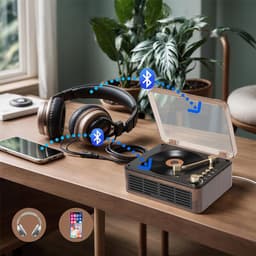 Retro CD-speler met Bluetooth-luidspreker-FM-radio en AUX-ingang- geschikt voor telefoon-laptop- tablet-tv en computer — thumbnail 3