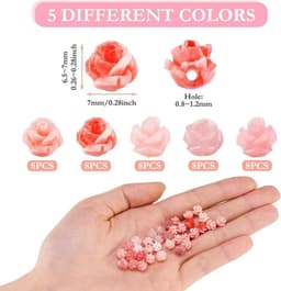40 roze schelpkralen met bloemvorm voor sieraden maken, natuurlijke zeeschelpen in diverse maten voor creatieve en unieke handgemaakte accessoires — thumbnail 2