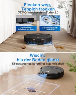 ECOVACS DEEBOT T50 PRO OMNI Gen3 Care Kit Robotstofzuiger met Dweilfunctie - 25.000Pa - 8.1 cm Ultradun - ZeroTangle 3.0 - TruEdge 2.0 Randreiniging - AIVI 3D 3.0 Obstakelvermijding - 75°C Heetwater-Zwart — thumbnail 3