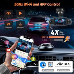 SnelShoppen - 4K 1080P Dashcam Auto met 5GHz WiFi, 64GB SD Kaart, 3" IPS Scherm, 170° Groothoek, Loopopname, G-Sensor, Nachtzicht voor Auto en Vrachtw — thumbnail 2