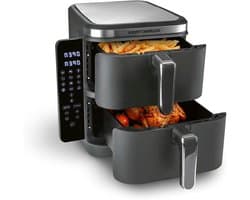 Verticale heteluchtfriteuse - Dubbele kamer airfryer - Gezinsmaaltijden bereiden - Ruimtebesparend design - 10 liter inhoud - Grijs