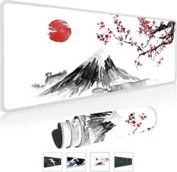 SnelShoppen - Gaming Mouse Pad XXL 800 x 300 mm - Waterdichte en Antislip Ondergrond - Japanse Inkt Schildering - Mount Fuji en Sakura Design - Ideaal — thumbnail 1
