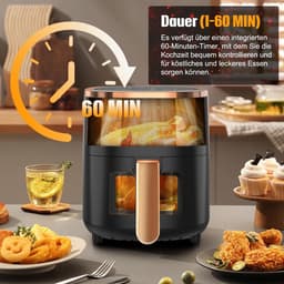 Heteluchtfriteuse - Airfryer Compact - Gezond Frituren - Kijkvenster - 34 Liter - Zwart — thumbnail 3
