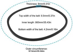 Grasmaaier V-riem 2 stuks - Compatibel met SABO 52-151 H mA - Rubber met polyester - Bovenbreedte 9,5 mm - Binnenlengte 900 mm - Duurzaam en flexibel - V-snaar — thumbnail 4