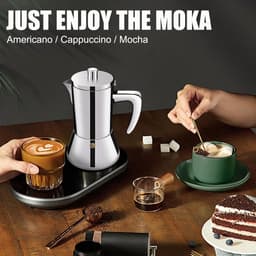 6 Cup Thickened 304 Stainless Steel Moka Pot Stovetop Espresso Maker Espresso Maker Cafeteras Italian Coffee Maker Capable Mocha Coffee Machine Greca Coffee Maker for Home & Camping 300ml 10oz — thumbnail 3