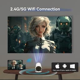 SnelShoppen - Draagbare Projector Wifi Bluetooth Projector 4K Compatibel met 1080P Native 180° Rotatie Keystone voor Buiten en Thuisbioscoop — thumbnail 5