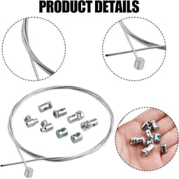 SnelShoppen - Universele Koppelkabel 1.2m Ø 2mm van Gegalvaniseerd Staal met 2 Kabelbinders - Vervangingsonderdeel voor Motor, Grasmaaier en Quad — thumbnail 2