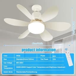 LISM-Een hanglamp met ingebouwde ventilator, een stille LED-plafondventilator met geïntegreerde verlichting en afstandsbediening, Geschikt voorzien van 3 dimstanden, 3 windsnelheden en een timerfunctie. — thumbnail 2