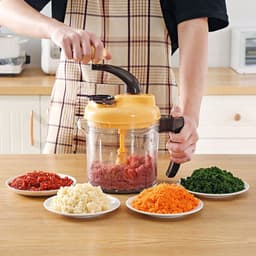 Keukenmachine met mand - Handmatige vleesmolen - Groenten hakken - Stille drie versnellingen - 2500 ml capaciteit - Zilver — thumbnail 3