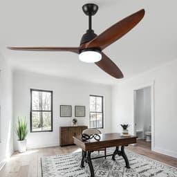 Plafondventilator 56 inch - 6 snelheden met omkeerbare functie - 3CCT LED-verlichting - afstandsbediening - drie massief houten bladen - geheugenfunctie — thumbnail 3