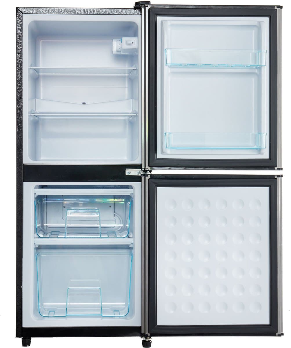 Retro koelkast - 106L Koelkast-Stille Koelkast – 4-Sterren Vriezer – 7 Standen – LED Licht - Verstelbaar - Kantoor - 102cm- Koelen - Zilver — afbeelding 1
