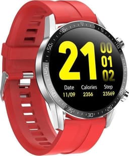 Belesy® Link - Smartwatch Dames - Smartwatch Heren - Horloge - Stappenteller - 1.4 inch - Kleurenscherm - Full Touch -Bluetooth Bellen - Zilver - Siliconen - Rood - Moederdag — thumbnail 3