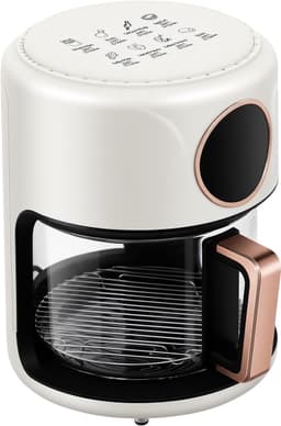 Heteluchtfriteuse, 4,2 liter, 1200 W, met kijkvenster LCD Touch, timer en 6 programma's, temperatuurinstelling 80-200 °C, voor gezond koken, bakken, grillen, wit — thumbnail 1