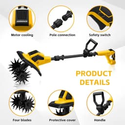 Elektrische motorhak zonder borstels, 550 W, compatibel met Dewalt 20 V accu, opvouwbaar, werkbreedte 32 cm, diepte 18 - ShopVlot — thumbnail 5