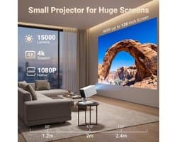 Beamer LCD - 1280 x 720 Resolutie - 1920 x 1080 Output - Optische Glazen Lens - Voor Thuisbioscoop - Smart Projector