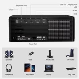 Beamer 1200 ANSI Lumen Zwart - 130W Vermogen - 1920 x 1080 Resolutie - LCD - Voor Thuisbioscoop En Presentaties — thumbnail 3