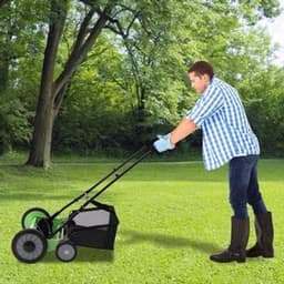 Handgrasmaaier – Handmaaier – Kooimesmaaier – Duwgrasmaaier – Gazonmaaier – 50,8 cm Maaibreedte – 9 Instelbare Maaihoogtes – 65-Mangaan Stalen Messen – Met Opvangzak – Groen — thumbnail 4