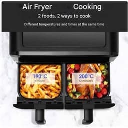 Heteluchtfriteuse – Airfryer - Airfryer Oven - 15L - Dubbele Zones - 2600W - 240V - 8 Programma’s - Dubbele Mand XL -Touch Bedieningspaneel - Kijkvenster - Zwart — thumbnail 5