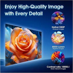 Pro Mini beamer 1080p ondersteuning 4K decoder met wifi en bluetooth, draagbare thuisbioscoopprojector, HDMI USB, wit — thumbnail 3