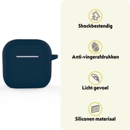 Hoesje Geschikt voor Apple AirPods 5 - Siliconen Hoes met Clip - Silicone Case Cover - Navy — thumbnail 3