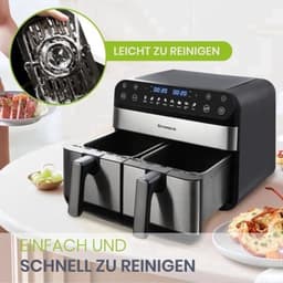 Heteluchtfriteuse - Dubbele Mand - 2400 W - 10L Capaciteit - LED Touchscreen - Gezond Koken — thumbnail 4