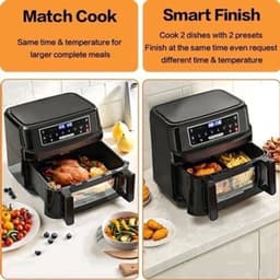 Heteluchtfriteuse – Airfryer - Airfryer Oven XXL - 12L - Dubbele Kookkamer Instelbaar - 2000W - 240V - 8 Voorgeprogrammeerde Programma's - LED Touchscreen - Kijkvenster - Zwart — thumbnail 1
