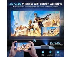 Yowhick - Beamer - Projector Beamer - Mini Meamer - 1080P - Automatische focus - met WiFi - 5G+2.4G Wireless Connection - Wit