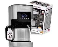 Koffiezetapparaat met timer en thermoskan - verse koffie in de ochtend - dubbelwandige thermoskan roestvrij staal PC KA 1191