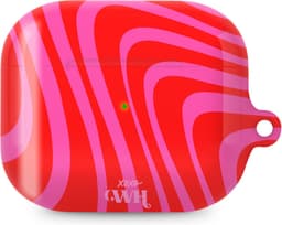 xoxo Wildhearts hoesje geschikt voor AirPods Pro - Berry Much - Glossy - Ook als telefoonhoesje verkrijgbaar - schokbestendige case - koptelefoon hoesje - Glimmend - Beschermhoes met golvende print - golven - Rood - Roze — thumbnail 1