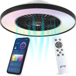Gologi Plafondventilator met Verlichting - Ø60 cm - LED RGBW - 6 Standen - Plafondlamp Slaapkamer - Plafonniere met Ventilator - Met lamp, afstandbediening en App - Zwart — thumbnail 1