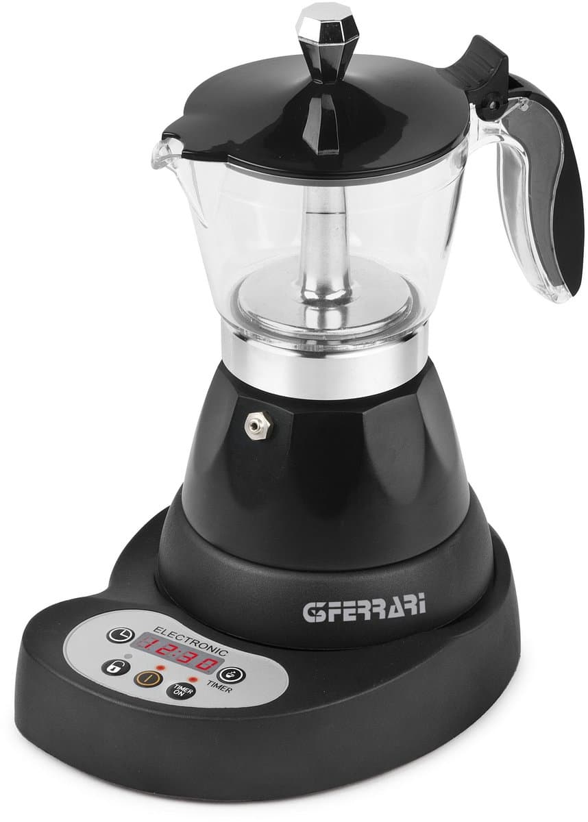 G3Ferrari Risveglio Espresso – Elektrische Moka Koffiemaker met Timer en LED Display – 3 Kopjes – 400W – Warmhoudfunctie 30 min – Zwart — afbeelding 1