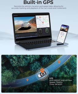 AZDome Dashcam M580 Pro 5K 3CH Wifi Auto Video Recorder 64gb + Interieur en Achter Camera Zwart — thumbnail 3