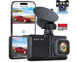 Dashcam Auto Voor en Achter 4K Wifi Camera met Nachtzicht en G-Sensor