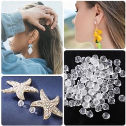 100 stuks rubberen oorbelachterkanten, rubber, comfortabel, ondoordringbaar, zacht, veilige achterkanten, doorzichtig, antislip, oorbelstoppers, veilige pasvorm voor oorbellen, hoepels en piercings — thumbnail 2