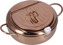 Friteuse met thermometer - Keukenaccessoire - Thuis koken - Diepe pot ontwerp - 32 liter - Rosé goud — thumbnail 1