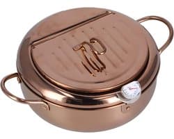 Friteuse met thermometer - Keukenaccessoire - Thuis koken - Diepe pot ontwerp - 32 liter - Rosé goud