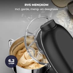 Keukenmachine - Zwart - 6,2L - Multifunctionele Foodprocessor met Blender en Accessoires - Voor Kookliefhebbers — thumbnail 4